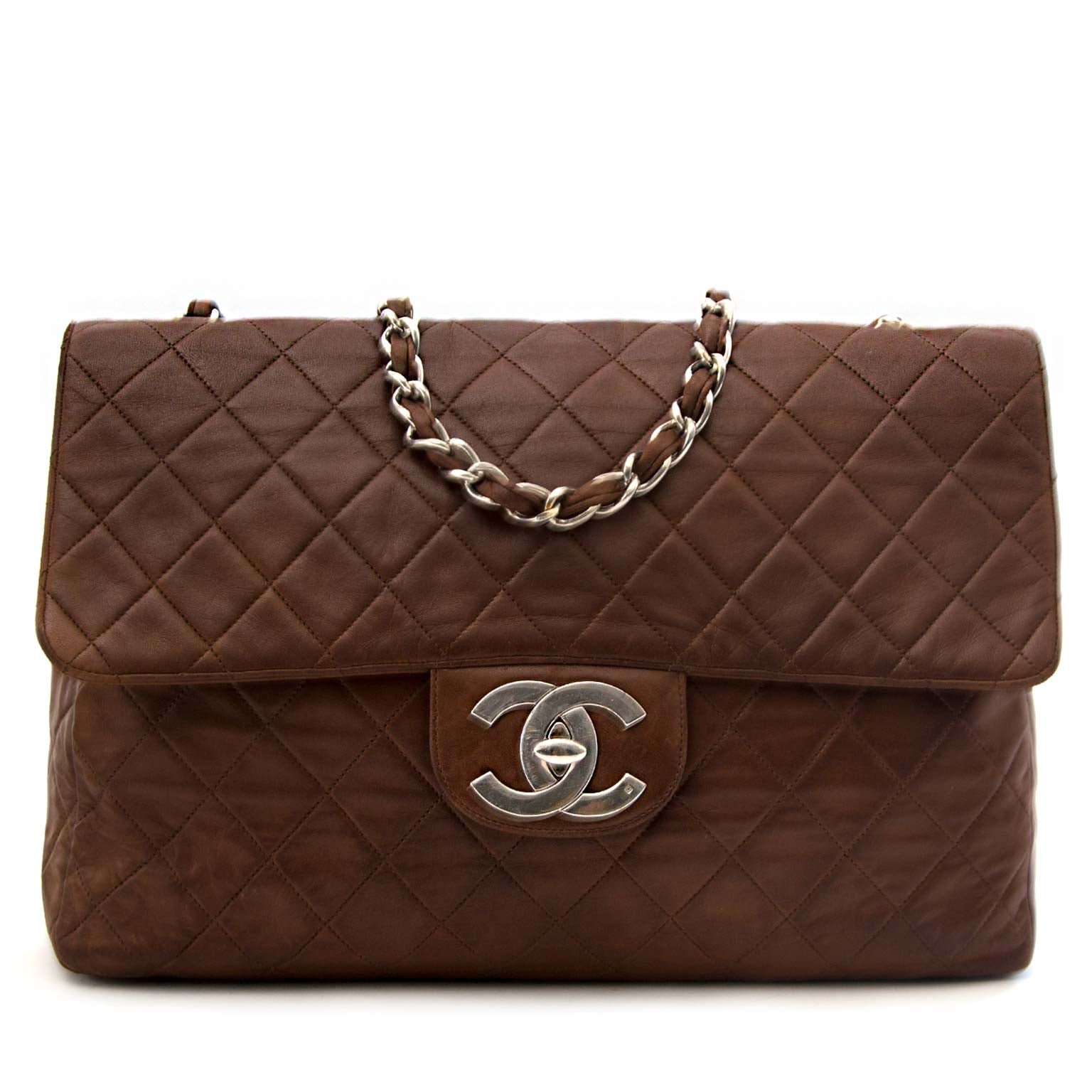 koop veilig online tegen de beste prijs Chanel Vintage Brown Classic Flap Bag