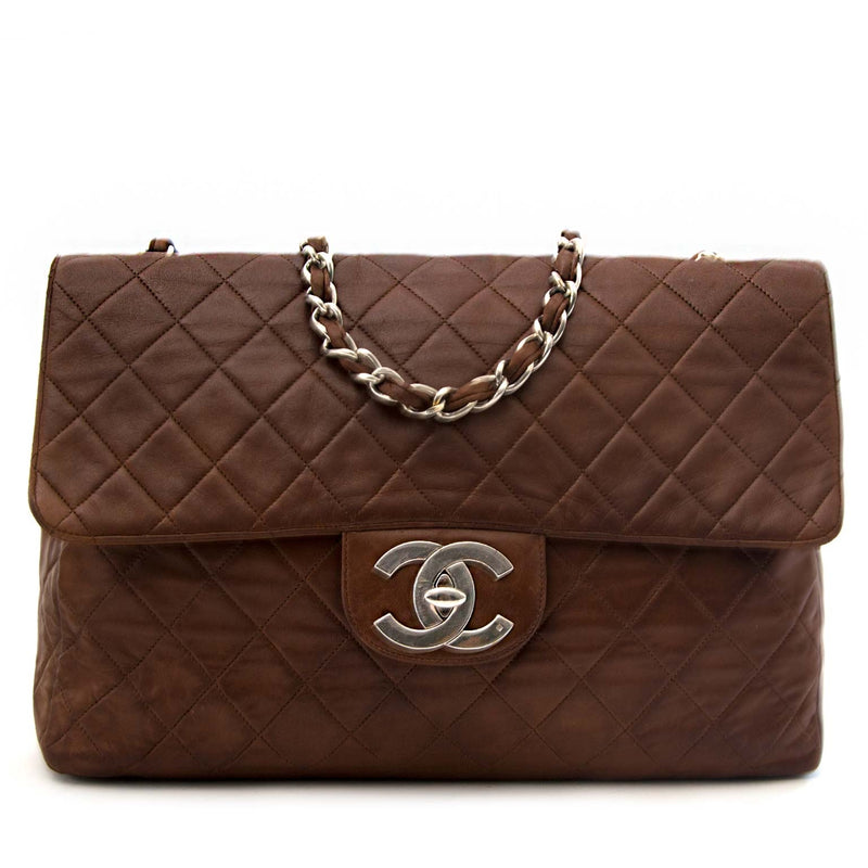 koop veilig online tegen de beste prijs Chanel Vintage Brown Classic Flap Bag