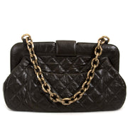 chanel bruine quilted leather frame schoudertas nu te koop bij labellov vintage mode webshop belgië
