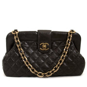 chanel brown quilted leather frame shoulder bag now for sale at labellov vintage fashion webshop belgium