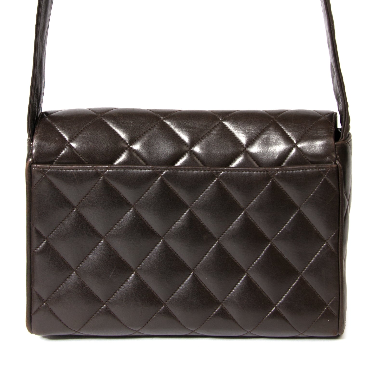 chanel brown quilted leather shoulder bag now for sale at labellov vintage fashion webshop belgium