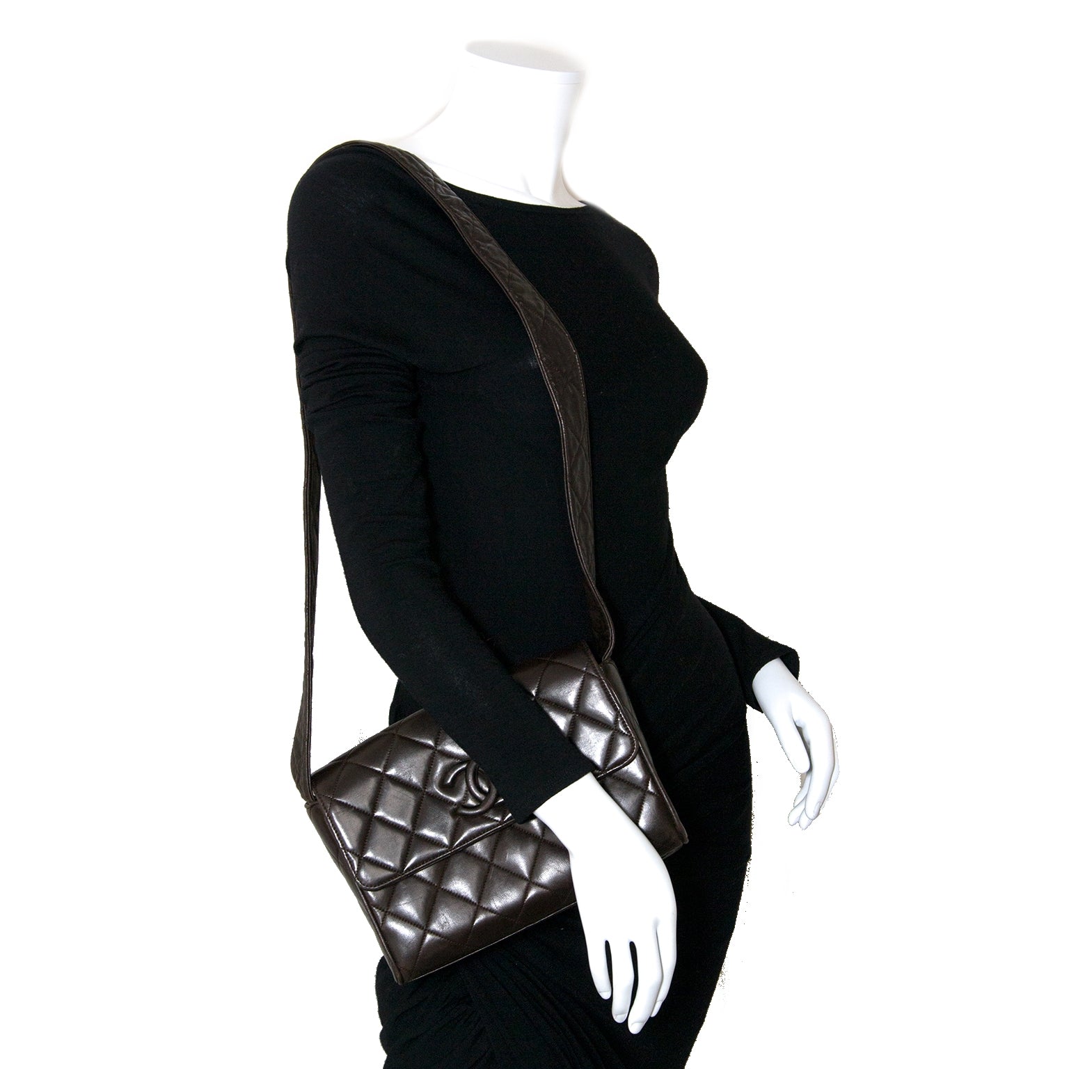 chanel brown quilted leather shoulder bag now for sale at labellov vintage fashion webshop belgium