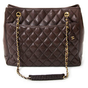 buy safe online secondhand designer Chanel Chocolat Brown Quilted Lambskin Tote at the best price