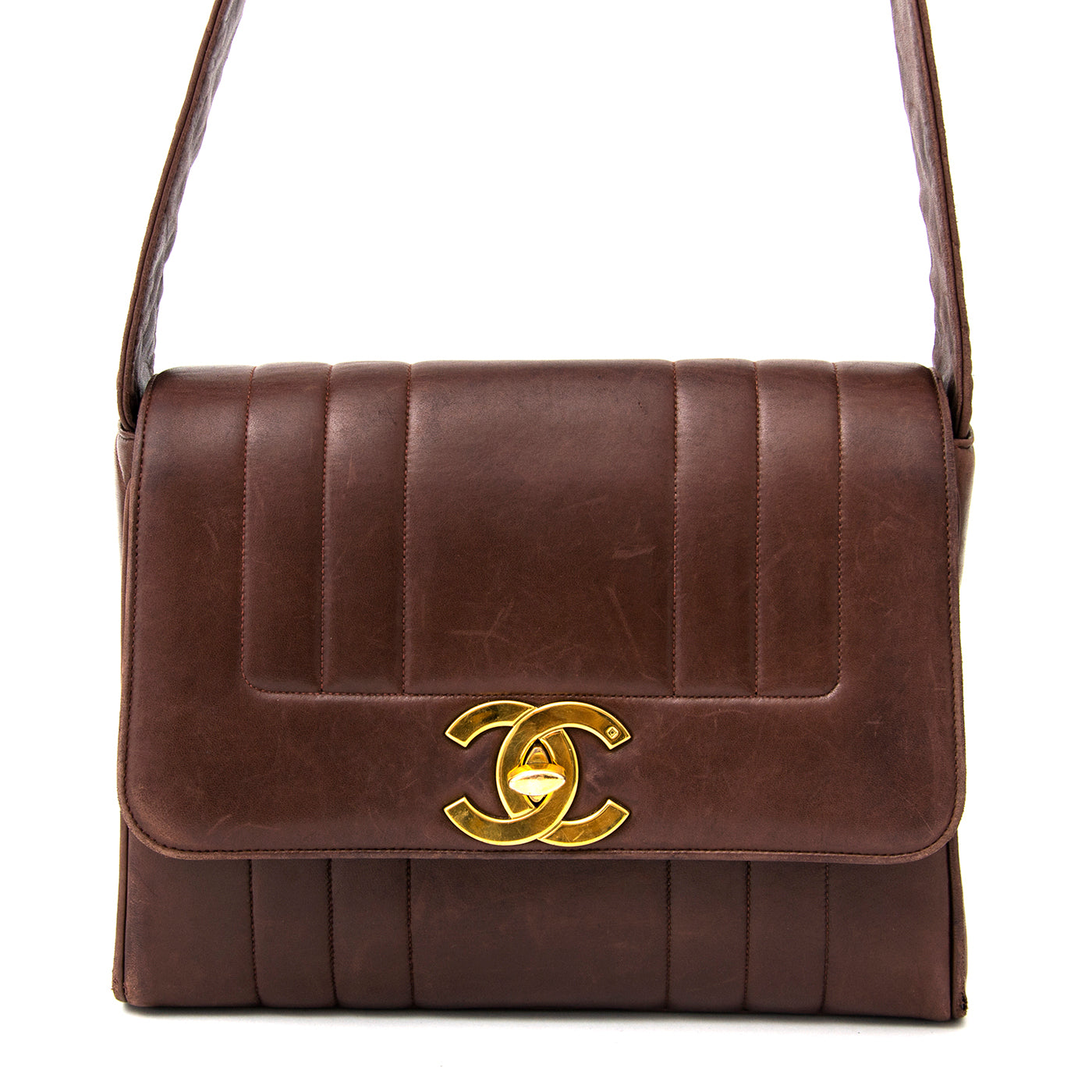 buy safe online real real vintage Chanel Bag Brown best price online webshop labellov.com