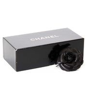 chanel black satin camelia brooch now for sale at labellov vintage fashion webshop belgium