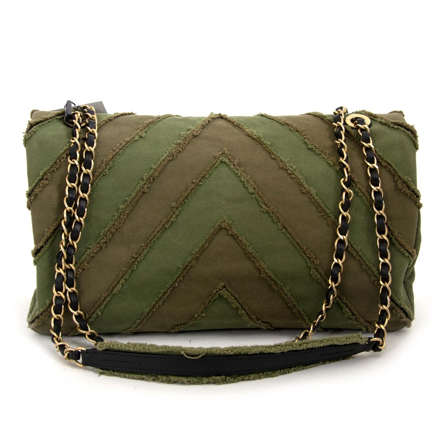 Chanel Canvas Patchwork Chevron Flapbag 2700 nu te koop bij labellov vintage mode webshop belgië