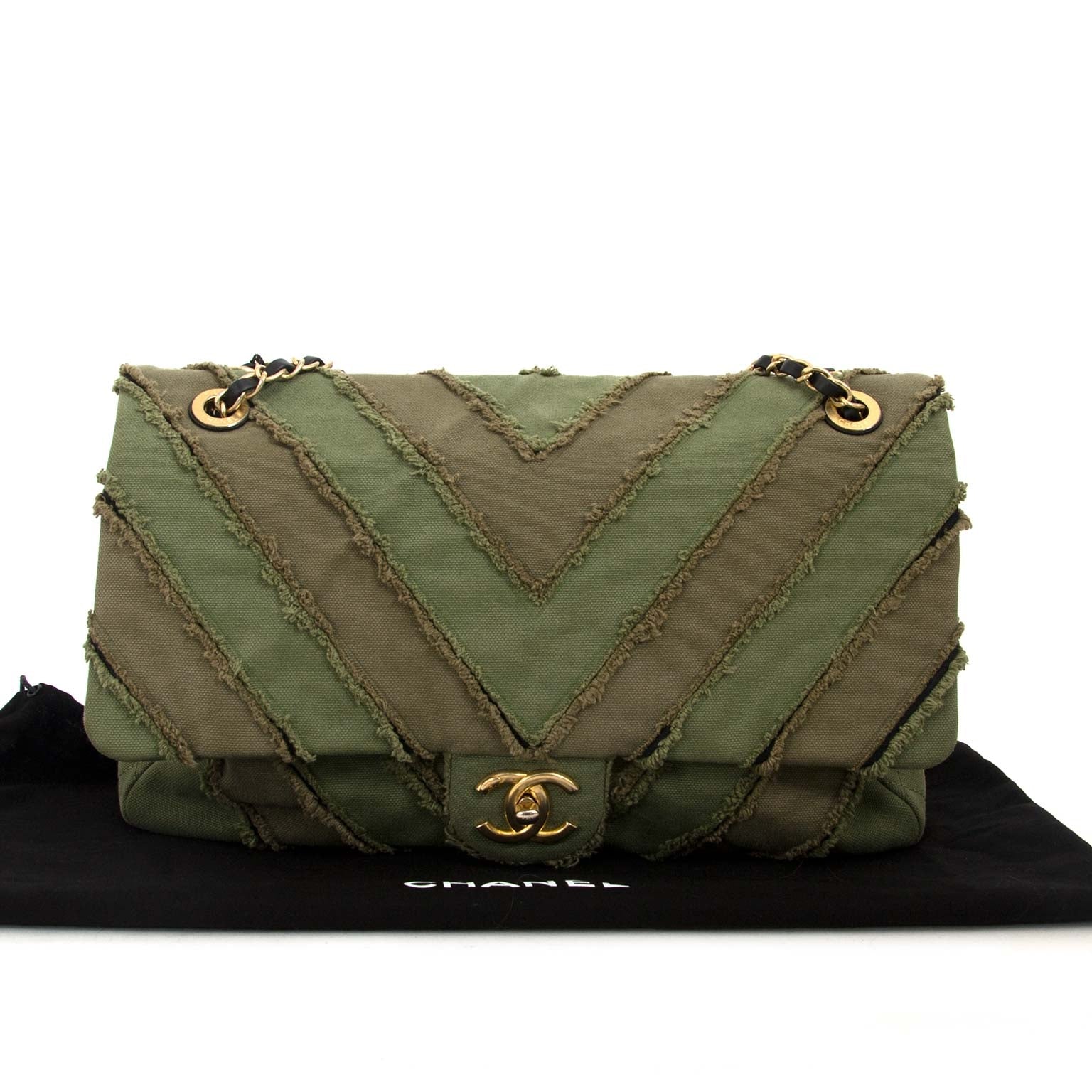 Chanel Canvas Patchwork Chevron Flapbag 2700 nu te koop bij labellov vintage webshop belgië