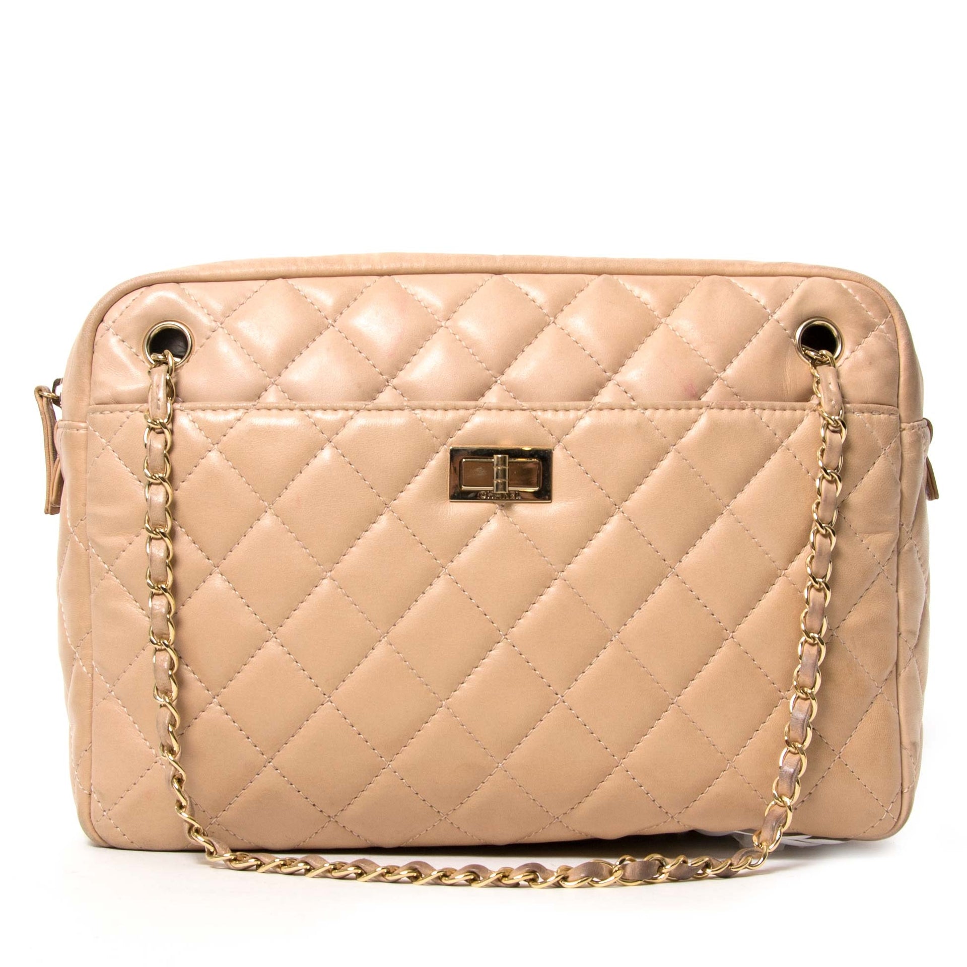 chanel beige reissue camera bag now for sale at labellov vintage fashion webshop belgium