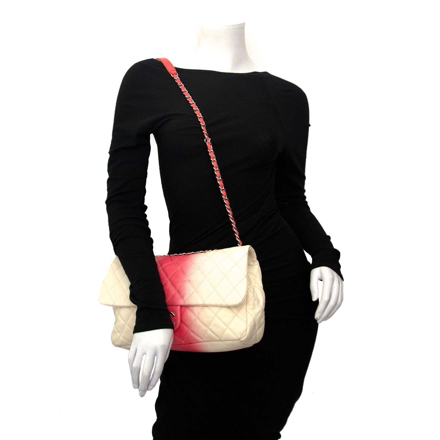 Chanel Caviar Ombre White Rose Jumbo Single Flap Bag acheter en linge pour le meilleur prix