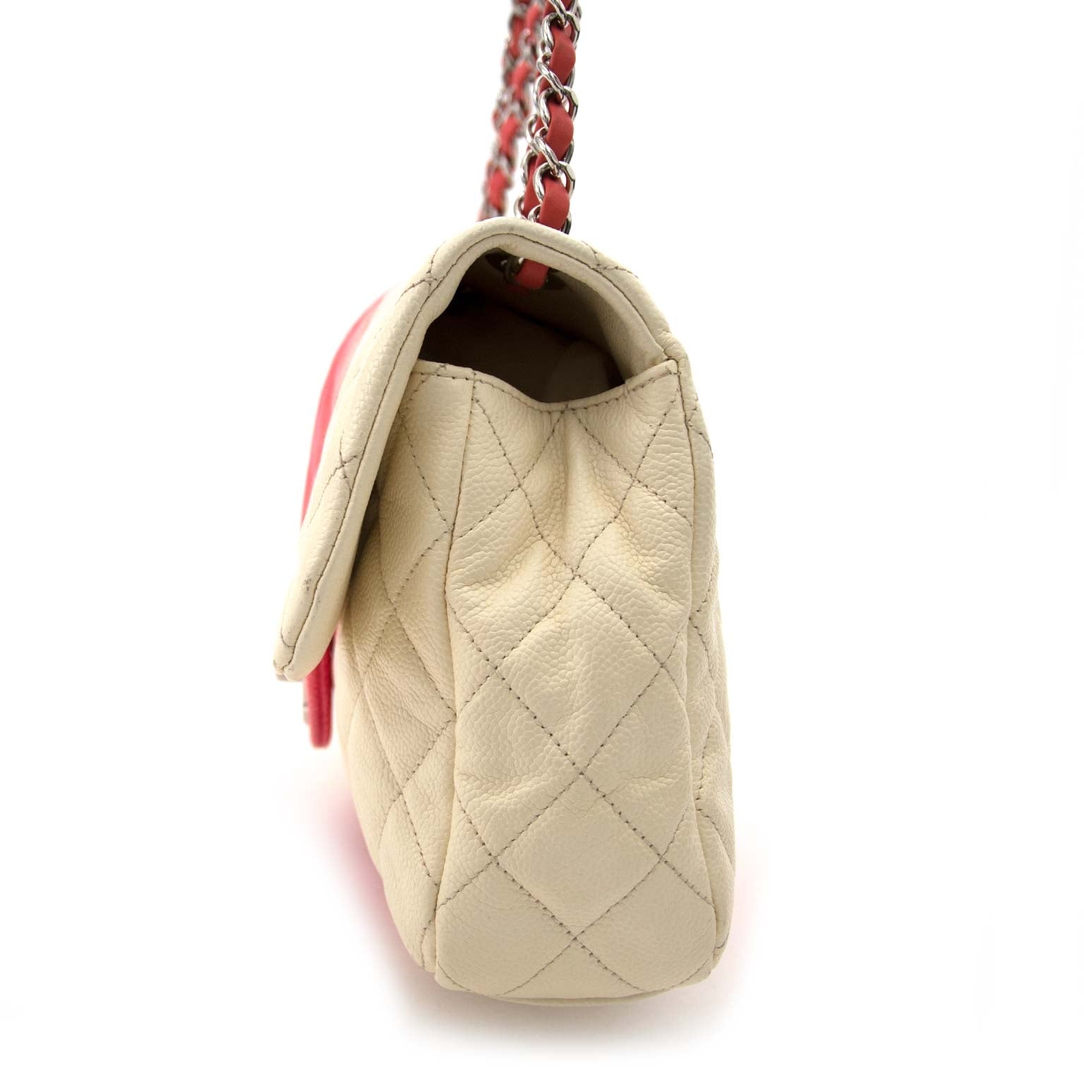 Chanel Caviar Ombre White Rose Jumbo Single Flap Bag