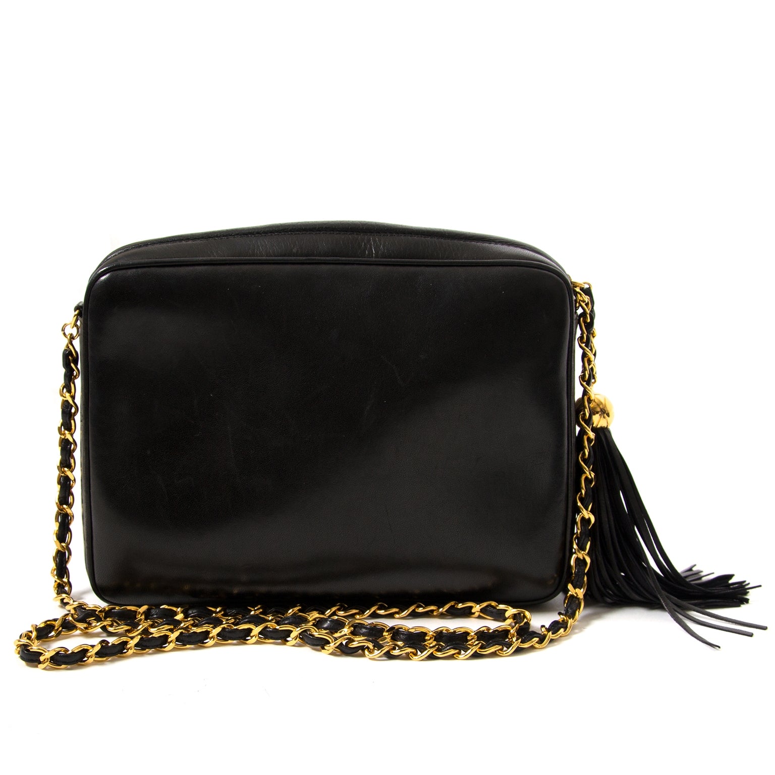 chanel black lambskin cc's tassel bag now for sale at labellov vintage fashion webshop belgium