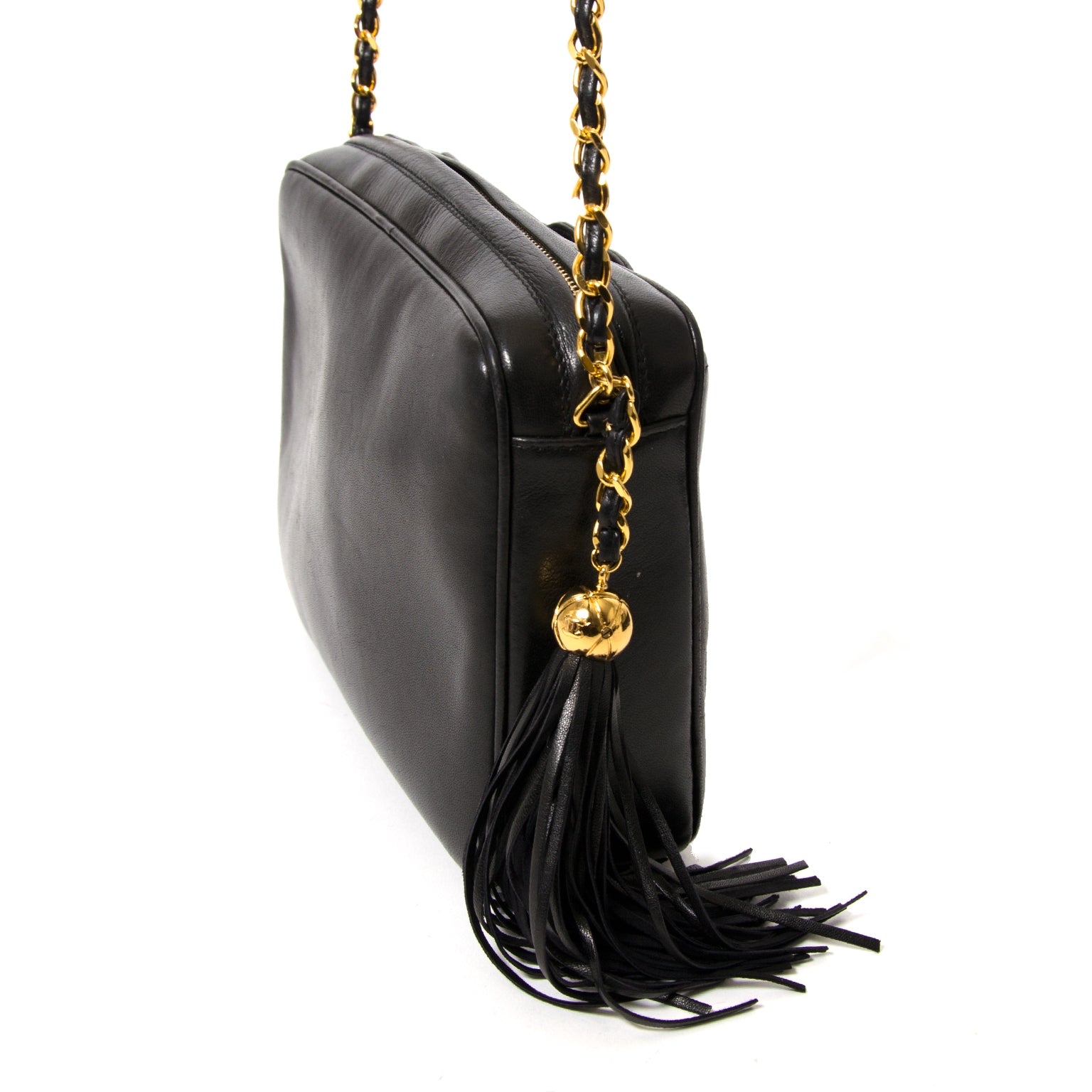 chanel black lambskin cc's tassel bag now for sale at labellov vintage fashion webshop belgium