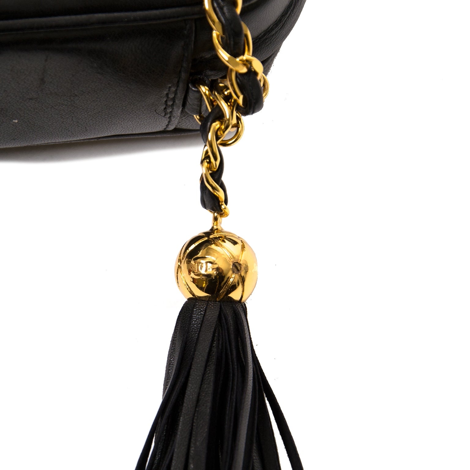 chanel black lambskin cc's tassel bag now for sale at labellov vintage fashion webshop belgium