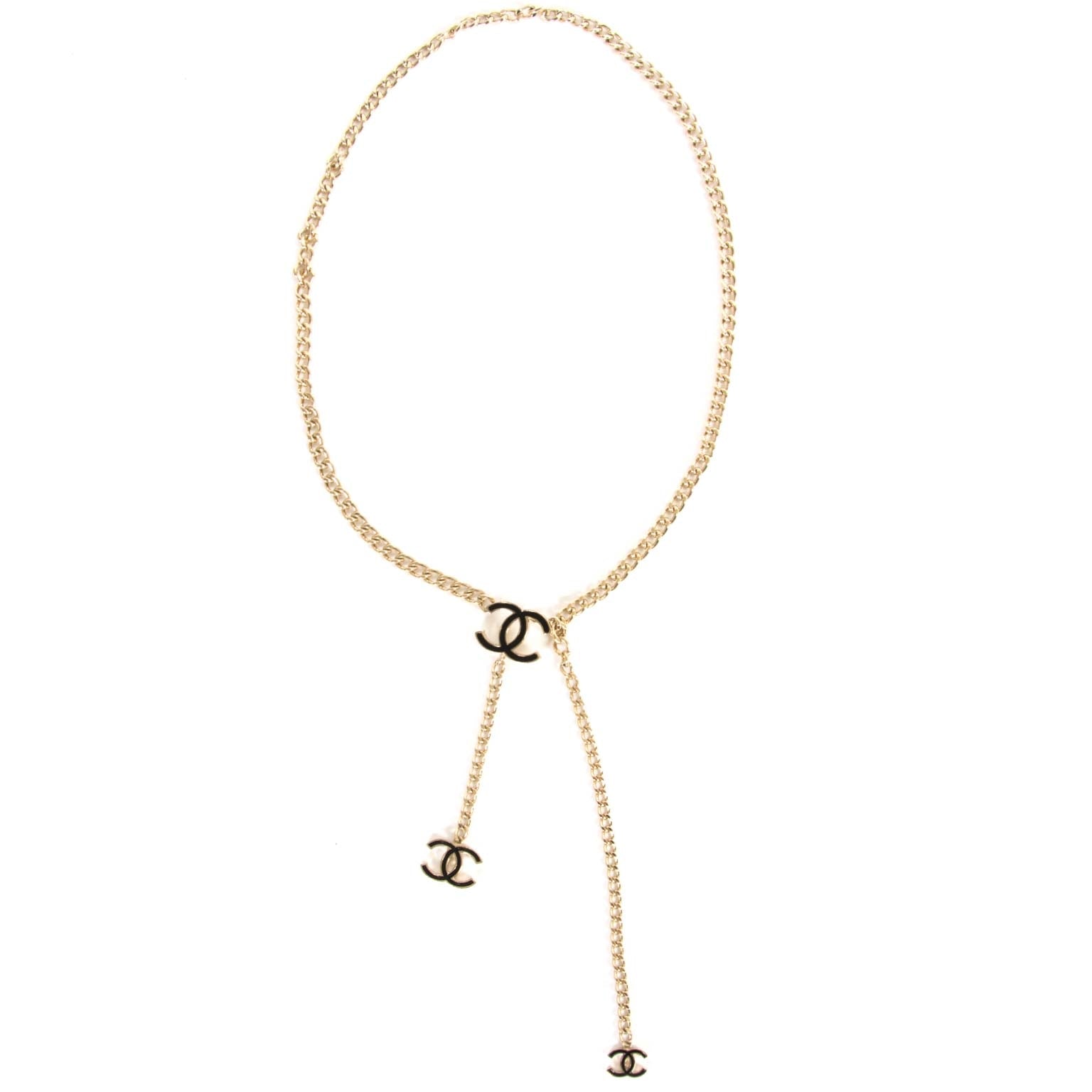 chanel silver-toned chain logo necklace/belt now for sale at labellov vintage fashion webshop belgium