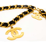 Chanel Black Leather Weave Swag Belt now for sale at labellov vintage fashion webshop belgium