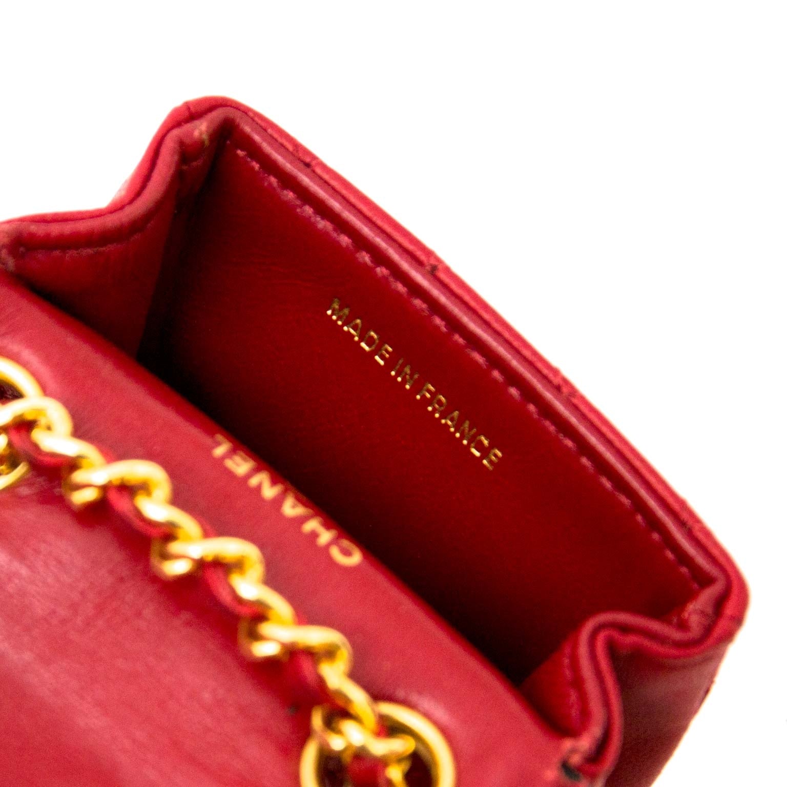 chanel 2.55 reissue vintage lambskin chain micro mini bag charm belt now for sale at labellov vintage fashion webshop belgium