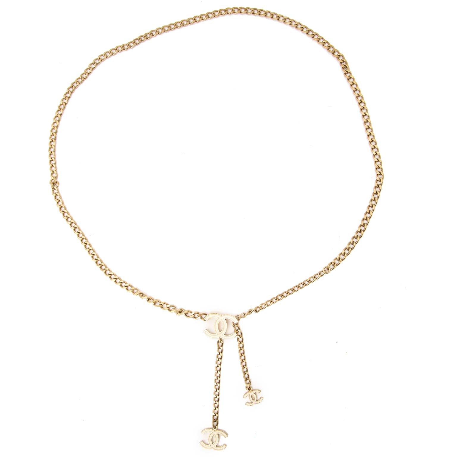 Chanel Vintage Gold-Toned Chain Jewelry Belt Buy authentic designer Chanel secondhand belts at Labellov at the best price. Safe and secure shopping. Koop tweedehands authentieke Chanel riemen bij designer webwinkel labellov.