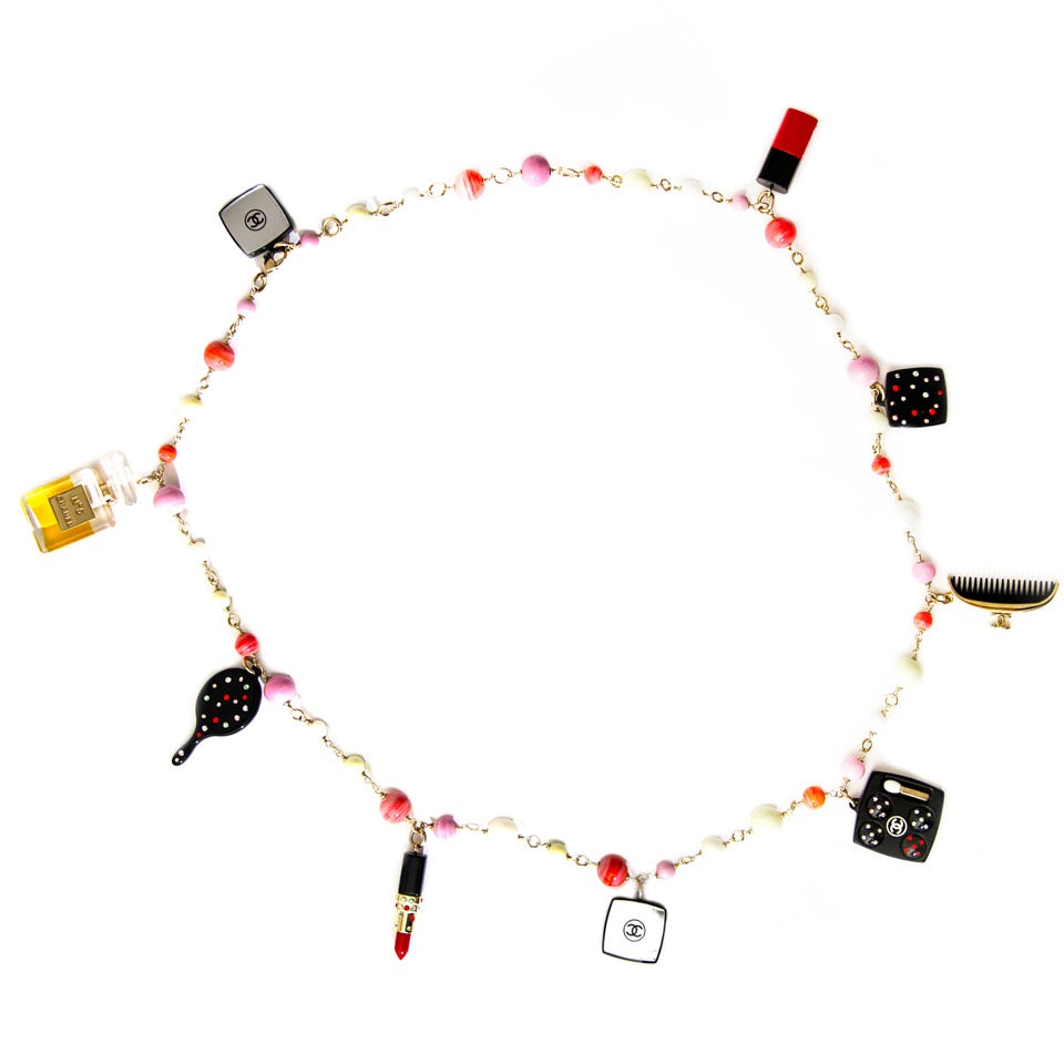 shop safe online secondhand designer Chanel Resin Beauty Icons Pearl Necklace/Belt