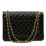 Koop uw authentieke Chanel Black Lambskin Leather Maxi Classic Flap Bag GHW