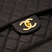Chanel Black Lambskin Leather Maxi Classic Flap Bag GHW