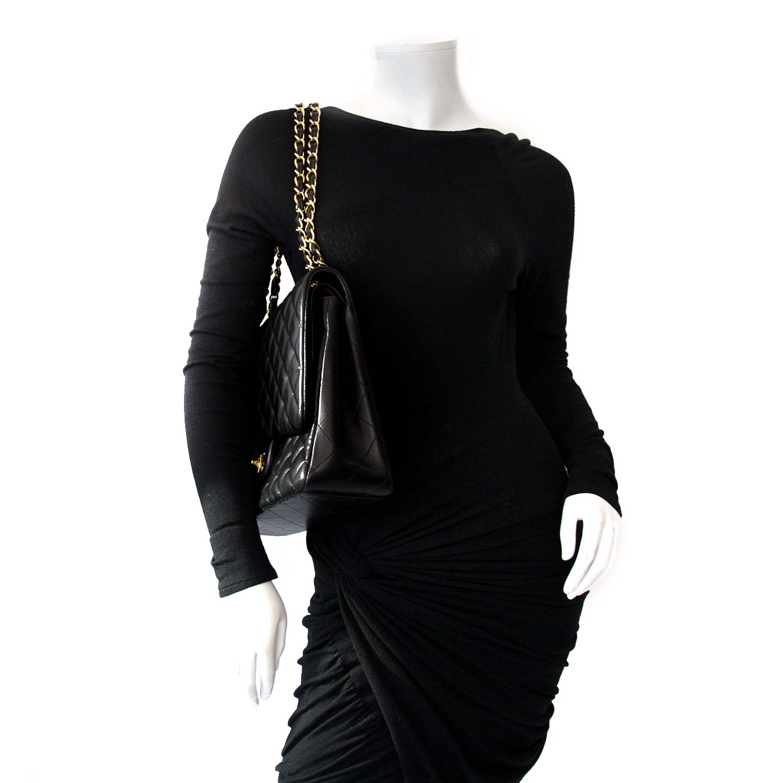 Chanel Black Lambskin Leather Maxi Classic Flap Bag GHW online kopen