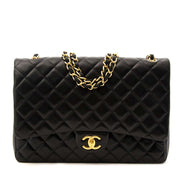 Buy your authentic Chanel Black Lambskin Leather Maxi Classic Flap Bag GHW