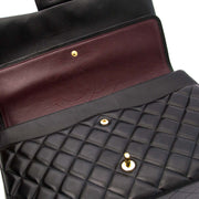 Chanel Black Lambskin Leather Maxi Classic Flap Bag GHW