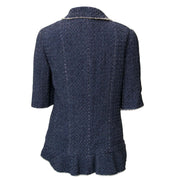 Chanel Blue Fantasy Tweed Jacket - Size 38 Buy authentic designer Chanel secondhand blazer jacket at Labellov at the best price. Safe and secure shopping. Koop tweedehands authentieke Chanel kleding kledij bij designer webwinkel labellov.