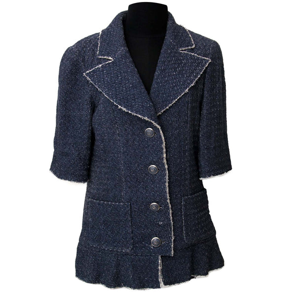 Chanel Blue Fantasy Tweed Jacket - Size 38 – Labellov