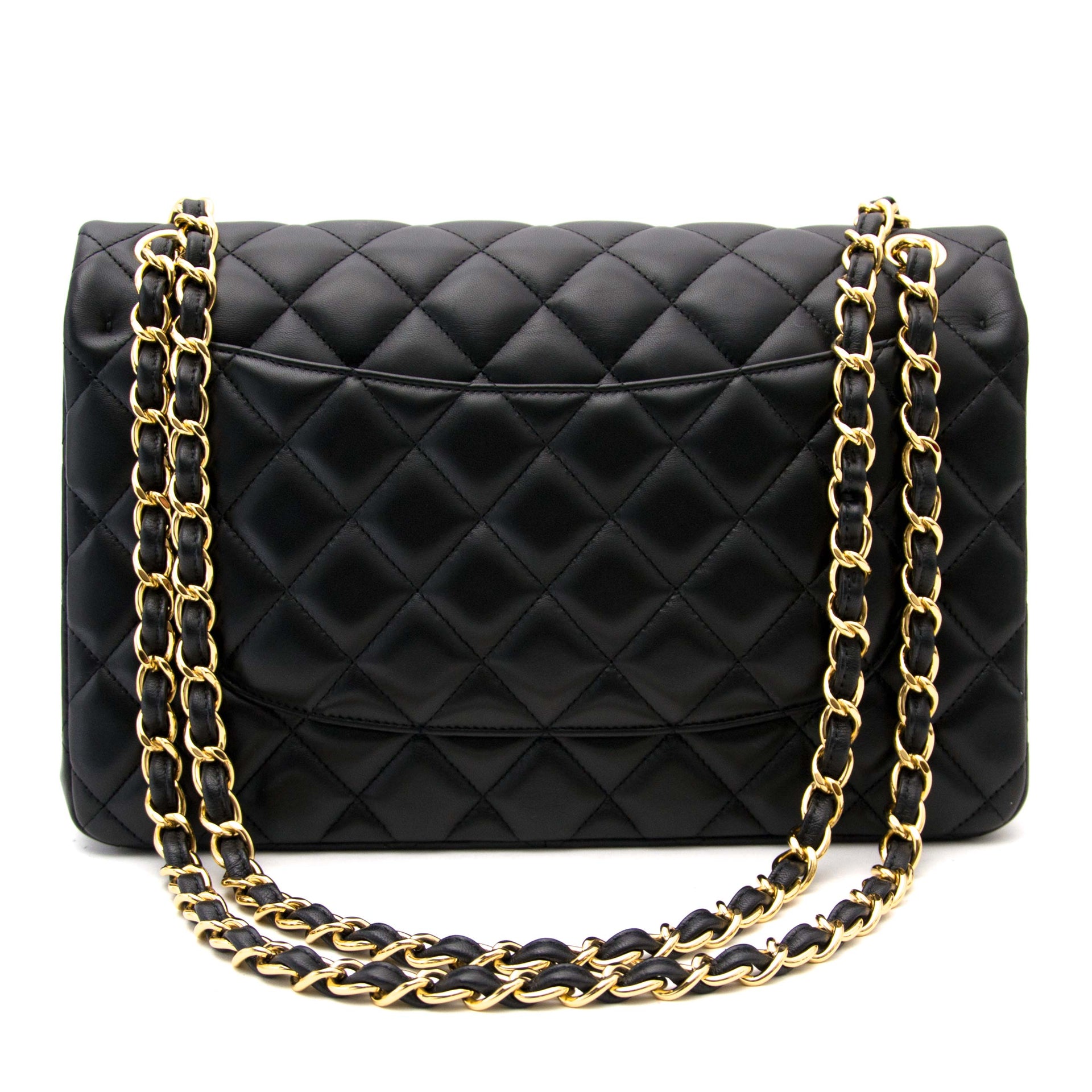 koop online jou tweedehands acheter en ligne pour le meilleur prix Chanel Black Lambskin Classic Double Flap Bag
