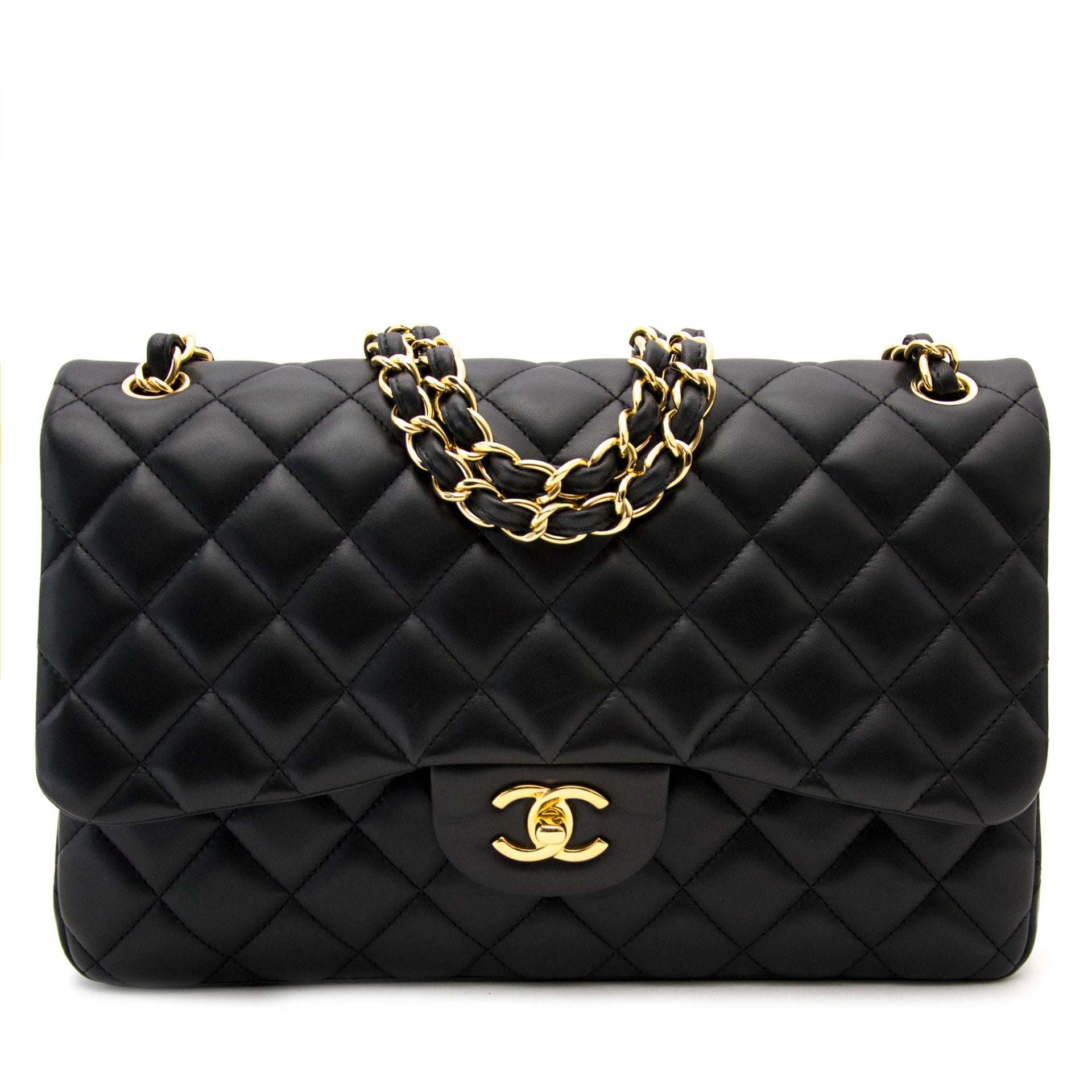 acheter en ligne pour le meilleur prix Chanel Black Lambskin Classic Double Flap Bag