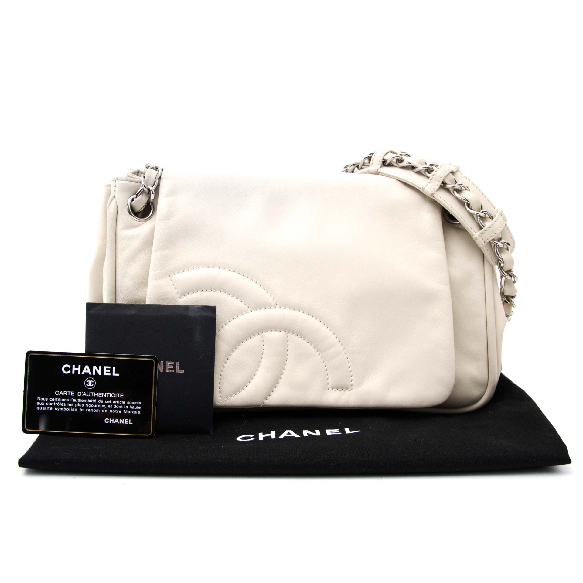 We buy and sell your secondhand luxury handbags and accessories Chanel Accordion Cream Flap Bag