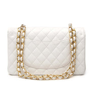 acheter en ligne seconde main Chanel White Caviar Leather Double Flap Bag