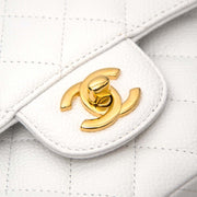 koop online aan de beste prijs Chanel White Caviar Leather Double Flap Bag