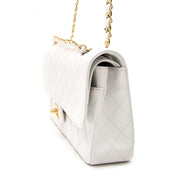 koop online aan de beste prijs Chanel White Caviar Leather Double Flap Bag