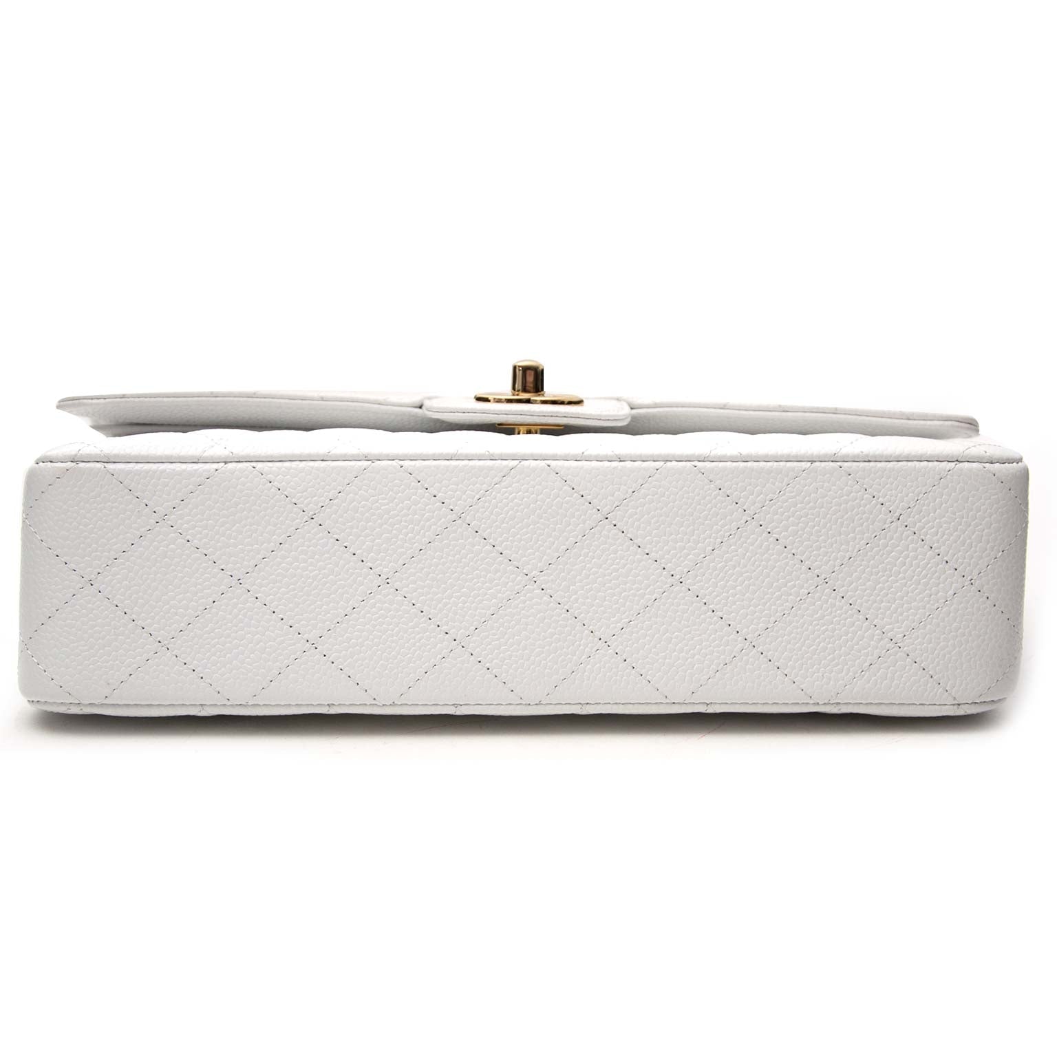 pour le meilleur prix Chanel White Caviar Leather Double Flap Bag