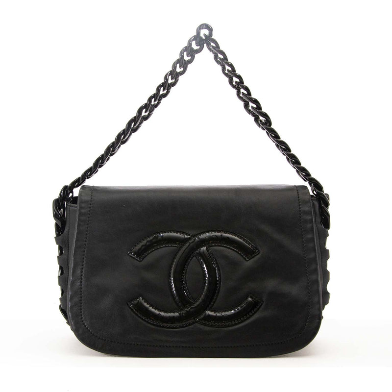 Chanel Black Leather Modern Chain Shoulder Bag for sale online at Labellov secondhand luxury
