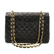 Secondhand Chanel Black Maxi Single Flap Bag in black leather and gold hardware for the best price
