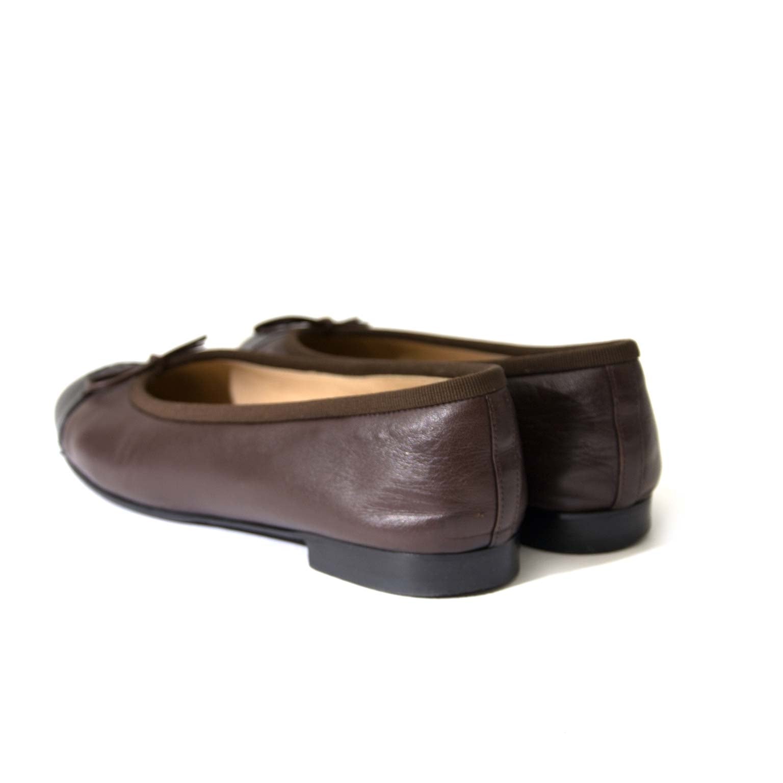 shop safe Chanel Classic Beige and Brown Block Heel Pumps - Size 38