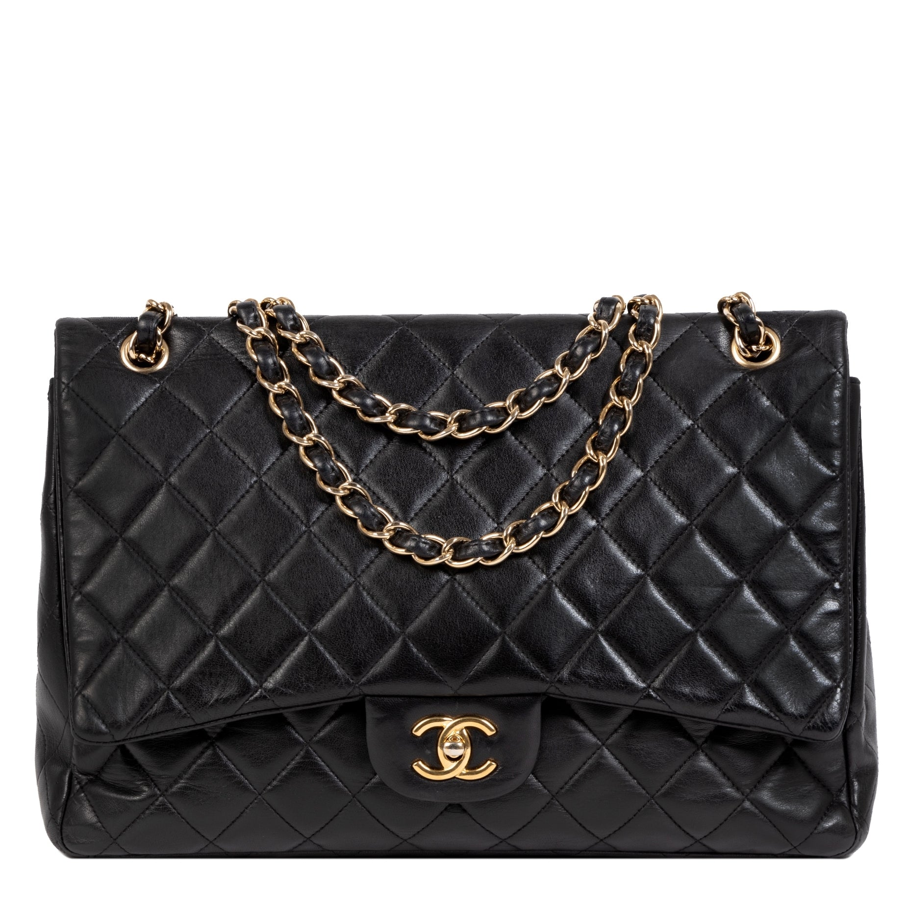 Chanel Classic Zwart Lamsleer Maxi Single-Flap Tas