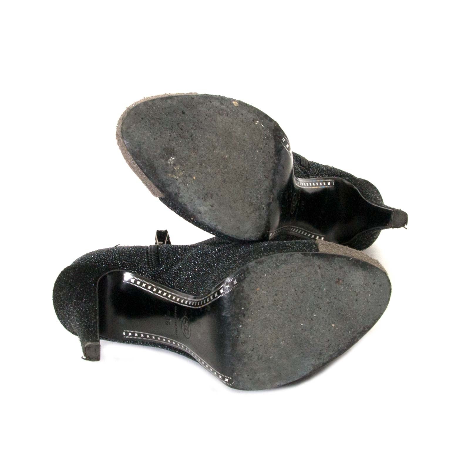 Chanel Black Sparkle Ankle Boots - size 36 now for sale at labellov vintage fashion webshop belgium