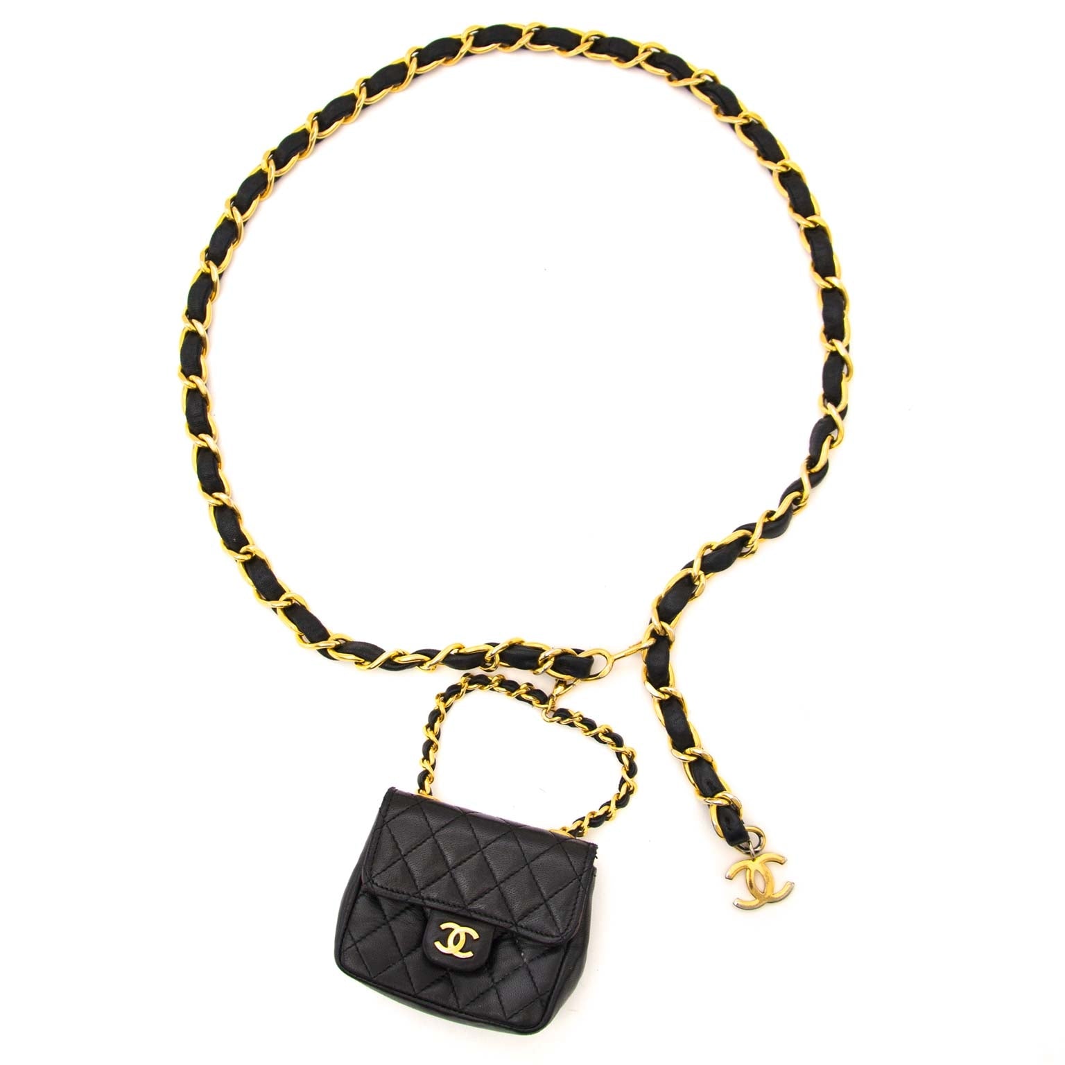 Very Rare Chanel Quilted Mini Chain Belt Bag te koop