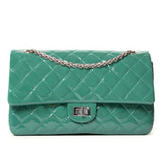 chanel green patent 2.55 reissue quilted patent leather flap bag now for sale at labellov vintage fashion webshop belgium