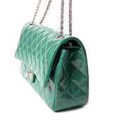 chanel green patent 2.55 reissue quilted patent leather flap bag now for sale at labellov vintage fashion webshop belgium