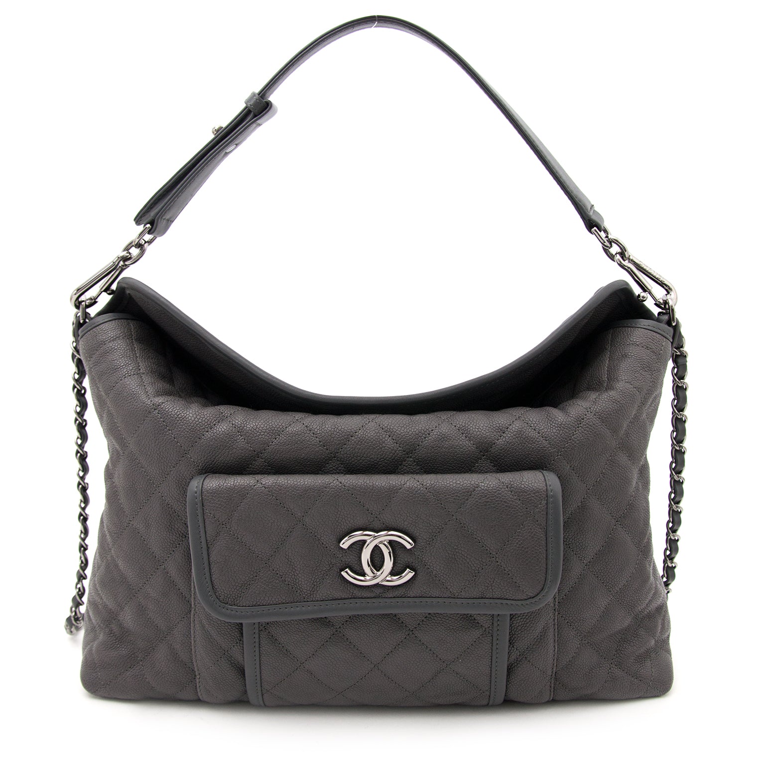 Bent u opzoek naar een Chanel Grey Leather Hobo Bag?