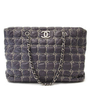 Chanel CC Grey Blue Quilted Tweed Stitch Bag Buy authentic designer Chanel secondhand bags at Labellov at the best price. Safe and secure shopping. Koop tweedehands authentieke Chanel tassen bij designer webwinkel labellov.