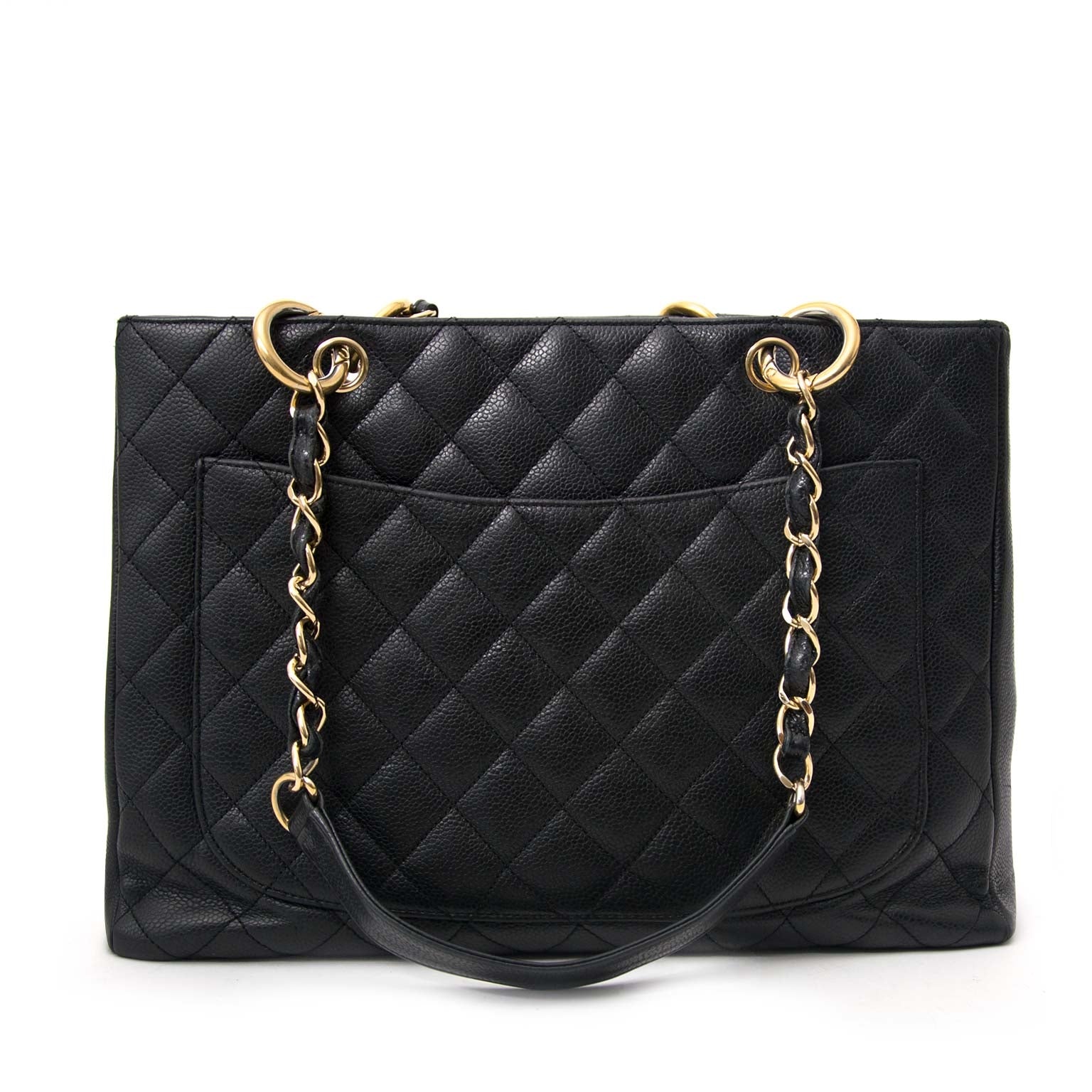 safe and secure shopping at labellov Chanel GST Black Caviar Leather Shopping Tote
