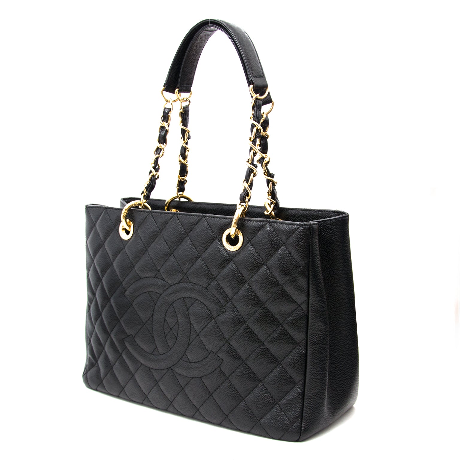 Looking for a secondhand designer bag for the best price? Chanel GST Black Caviar Leather Shopping Tote