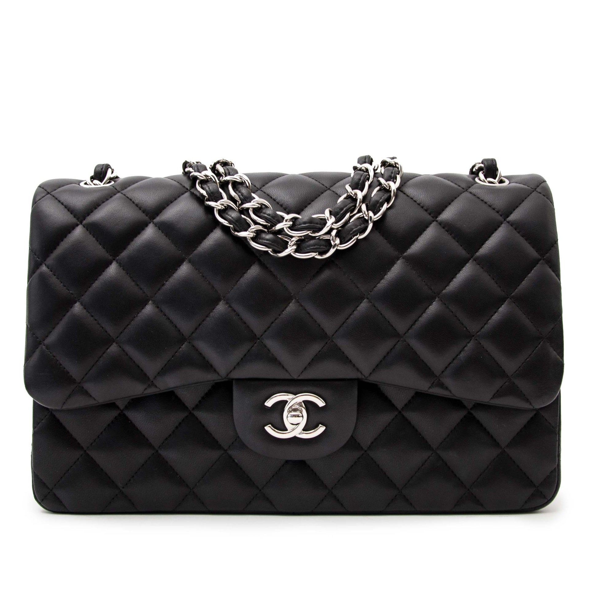 Chanel Black Jumbo Classic Double Flap Bag for sale in Antwerp Belgium at Labellov www.labellov.com, webshop with vintage designer items.