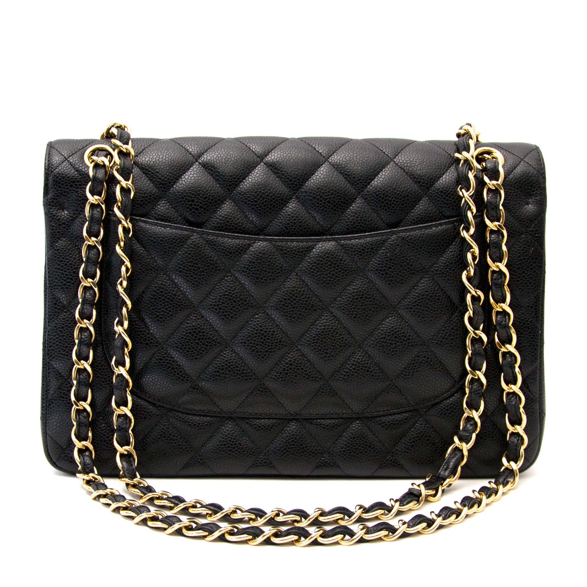 koop veilig online aan de beste prijs Chanel Black Jumbo Classic Flap Bag